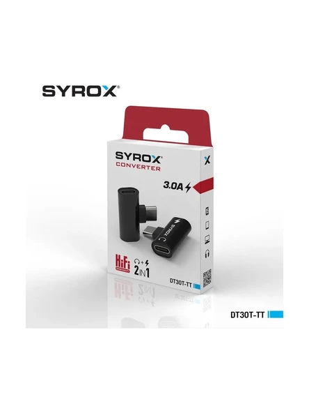 Syrox DT30T-TT 3.0A Type-C To Type-C Dönüştürücü - Siyah - 2