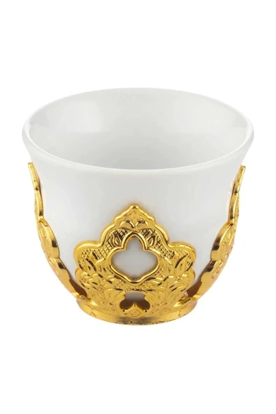 Sena 6 Kişilik Porselenli Zemzem Mırra Takımı Altın Renkli - 7