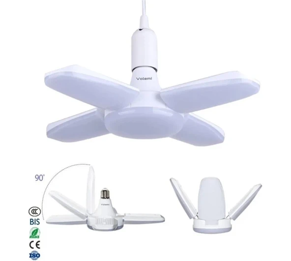 *PERVANE LED AMPÜL 4 KANATLI 220V 60W 6000 LÜMEN BEYAZ E27 2359 - Resim 2