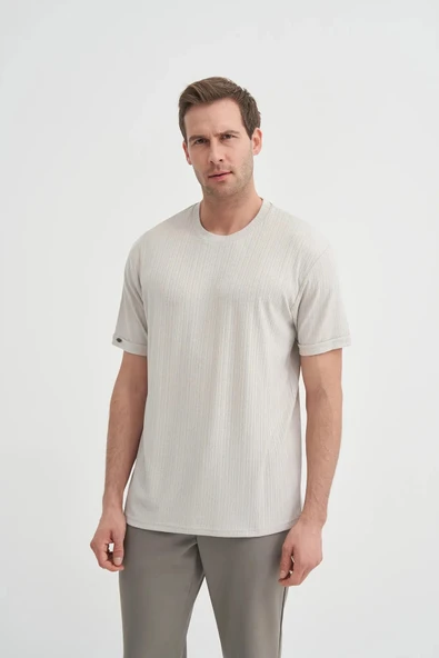 Cazador Bisiklet Yaka Regular Fit Dokulu Tişört - Resim 2