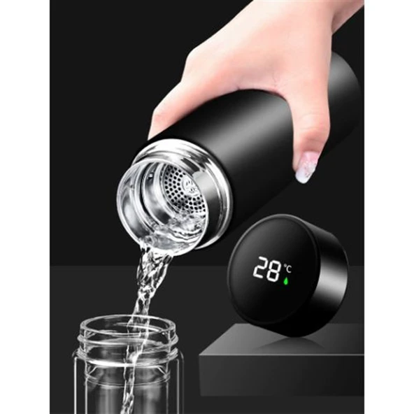 samur parti parti aksesuar & kostüm Dijital Sıcaklık Göstergeli Termos 500ml - 4