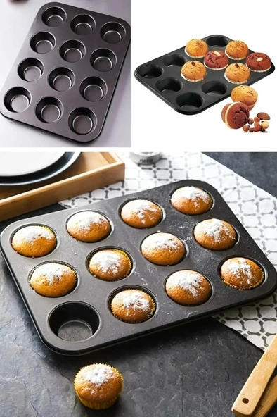 Kapris Teflon Muffin Kek Kalıbı 12li - 3