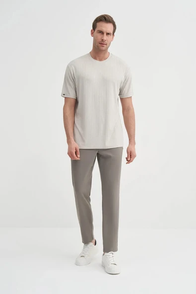 Cazador Bisiklet Yaka Regular Fit Dokulu Tişört ürün görseli 1