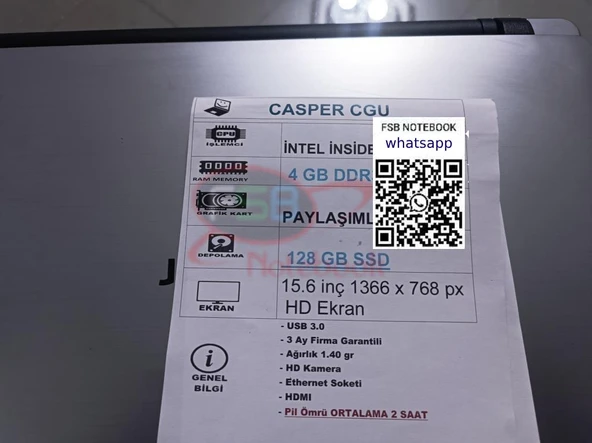 CASPER CGU İNTEL İŞLEMCİLİ SSD Lİ 2.EL LAPTOP - 5