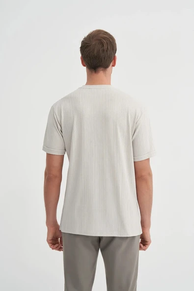 Cazador Bisiklet Yaka Regular Fit Dokulu Tişört - Resim 3