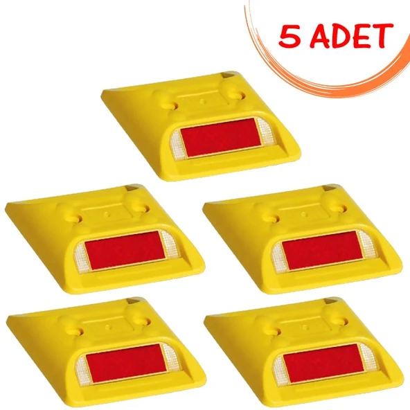 Otoyol Butonu Solar Reflektörlü Kare Buton Plastik Trafik Yol Butonu (5 ADET) ürün görseli 1