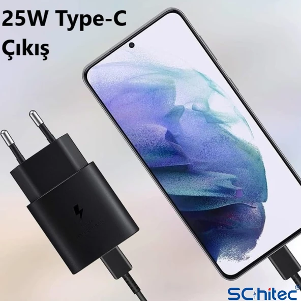 ScHitec 25W Hızlı Şarj Aleti Type-C Çıkışlı Type-C to Type-C Kablolu Şarj Cihazı Siyah SR64 - 6