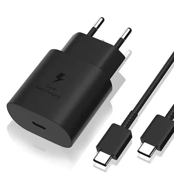 ScHitec 25W Hızlı Şarj Aleti Type-C Çıkışlı Type-C to Type-C Kablolu Şarj Cihazı Siyah SR64