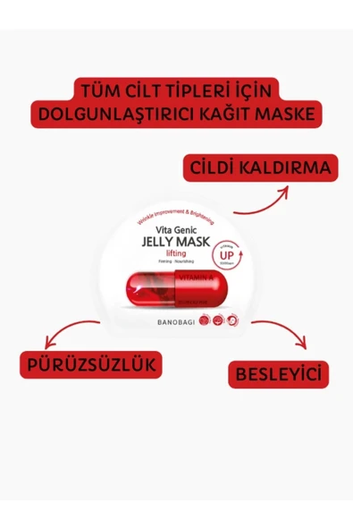 BANOBAGI Vita Genic Jelly Mask Lifting Dolgunlaştırıcı ve besleyici %100 pamuk maske