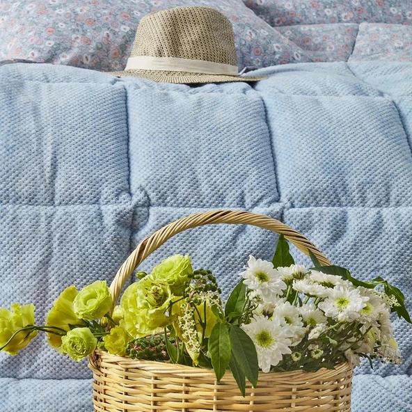 APRİCİTAS SOFTLY ÇİFT KİŞİLİK UYKU SETİ BLOSSOM LİGHT BLUE - 2