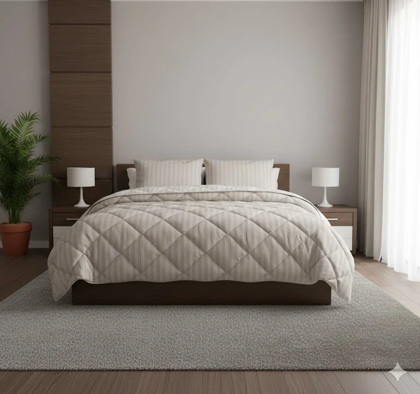 CLASY ÇİFT KİŞİLİK RANFORCE YORGAN PARİS 4 VİZON KREM ürün görseli