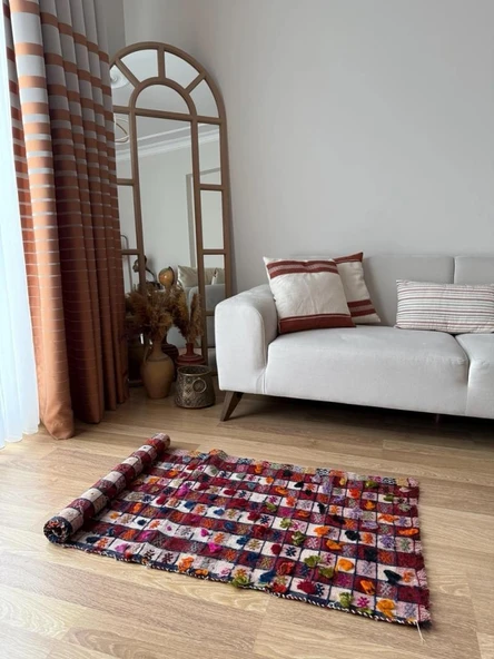 62x152 cm El Dokuma Kilim, Doğal Boya ile Canlı Renkler, Geleneksel Bohem Tarzı, Oturma Odası için Dekoratif Kilim - 2