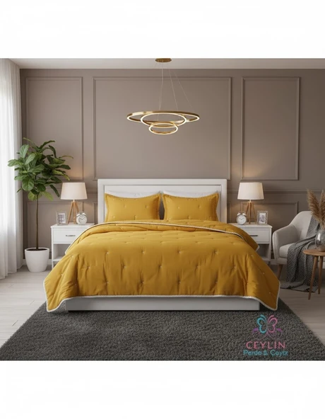 POİNT ÇİFT KİŞİLİK YATAK ÖRTÜSÜ HARDAL ürün görseli