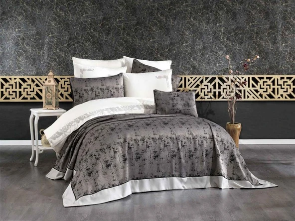 VNL BUTİK YATAK ÖRTÜSÜ ÇİFT KİŞİLİK DENİZ SİYAH - Resim 2