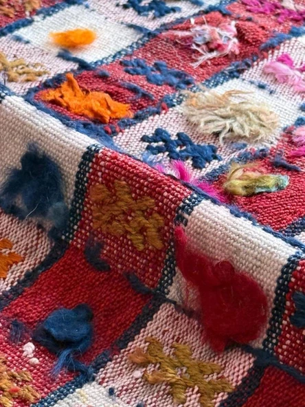 62x152 cm El Dokuma Kilim, Doğal Boya ile Canlı Renkler, Geleneksel Bohem Tarzı, Oturma Odası için Dekoratif Kilim - 4