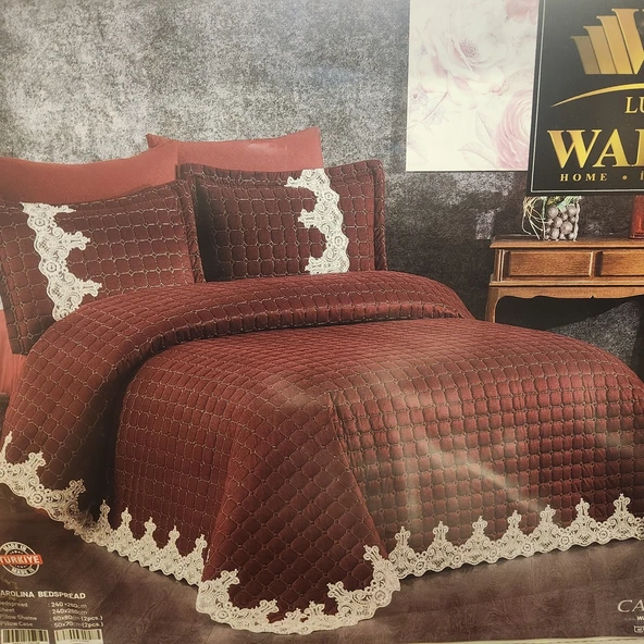 YATAK ÖRTÜSÜ SETİ 6 PARÇA CAROLİNA BORDO - Resim 2