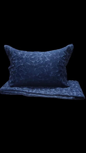 RÜYA ÇİFT KİŞİLİK PİKE YATAK ÖRTÜSÜ SARMAŞIK İNDİGO - Resim 2