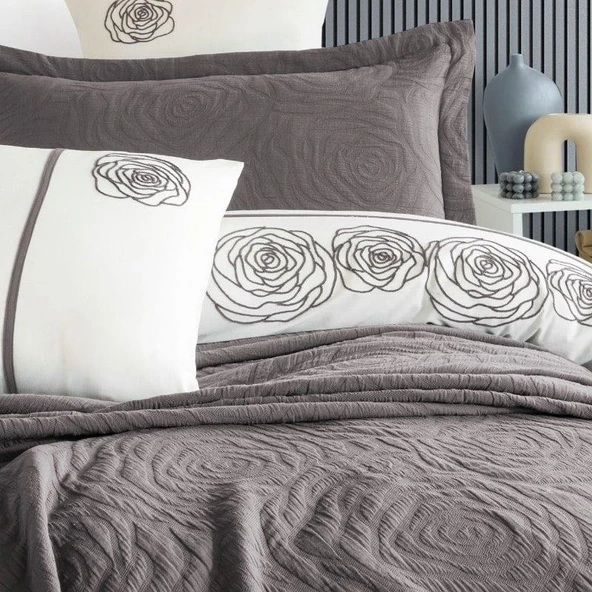 ŞAHESER ÇİFT KİŞİLİK YATAK ÖRTÜLÜ NEVRESİM SETİ NOVELLA VİZON - Resim 2