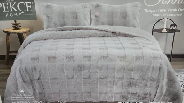 SONNİA ÇİFT KİŞİLİK YATAK ÖRTÜSÜ GRİ - Resim 9