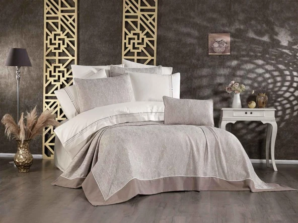 VNL BUTİK YATAK ÖRTÜSÜ ÇİFT KİŞİLİK PERA VİZON ürün görseli