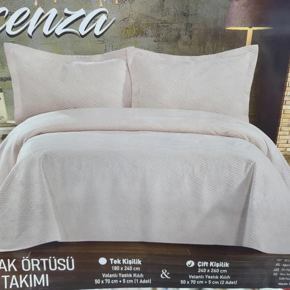 VİCENZA ÇİFT KİŞİLİK TAY TÜYÜ YATAK ÖRTÜSÜ KREM - Resim 4