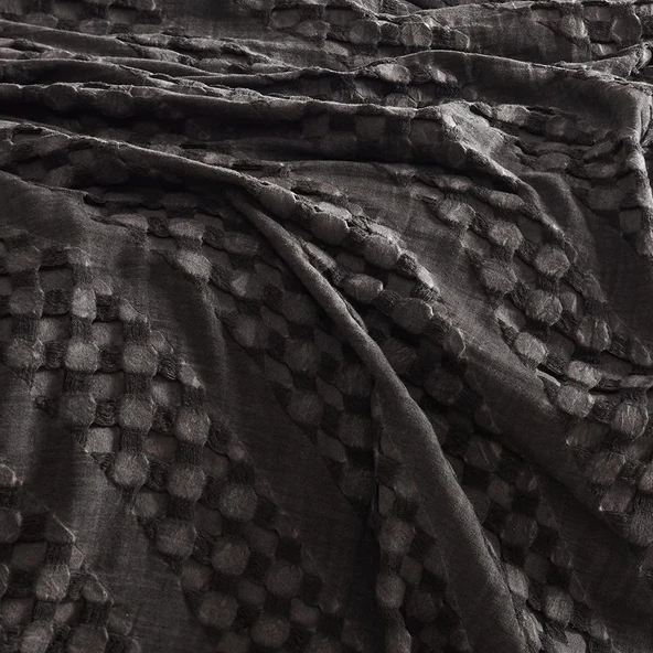 ŞAHESER JAKARLI YATAK ÖRTÜSÜ ÇİFT KİŞİLİK ENZA ANTRASİT ürün görseli