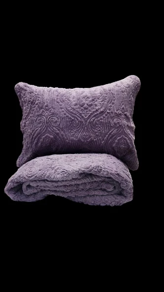 HANDY KÜRKLÜ ÇİFT KİŞİLİK YATAK ÖRTÜSÜ LAVİNYA MOR - Resim 2