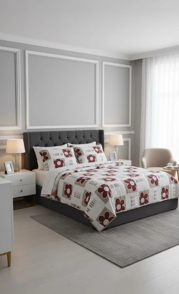 RÜYA TEK KİŞİLİK PİKE YATAK ÖRTÜSÜ PAPATYA BORDO ürün görseli