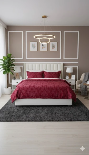 RÜYA ÇİFT KİŞİLİK PİKE YATAK ÖRTÜSÜ DAMAKS NAR - Resim 4