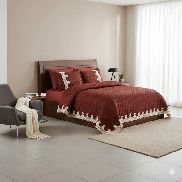 YATAK ÖRTÜSÜ SETİ 6 PARÇA CAROLİNA BORDO ürün görseli