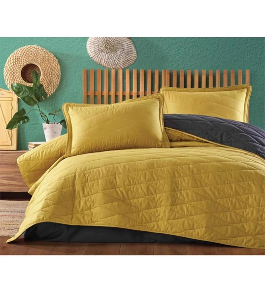 CLASY RANFORCE YATAK ÖRTÜSÜ ÇİFT KİŞİLİK LORNA SARI - Resim 2