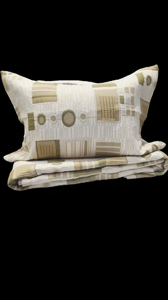 RÜYA ÇİFT KİŞİLİK PİKE YATAK ÖRTÜSÜ ELİPS BEJ YEŞİL - Resim 9