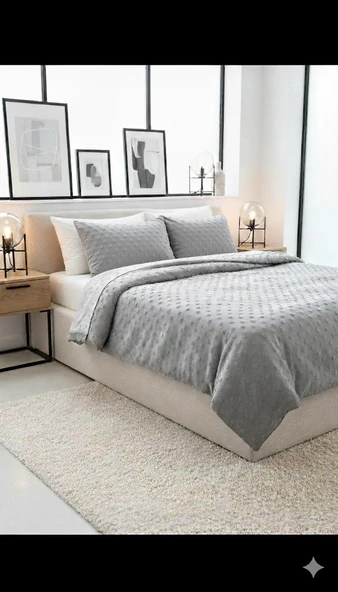 VNL BUTİK YATAK ÖRTÜSÜ ÇİFT KİŞİLİK MANCHESTER VİZON - Resim 2