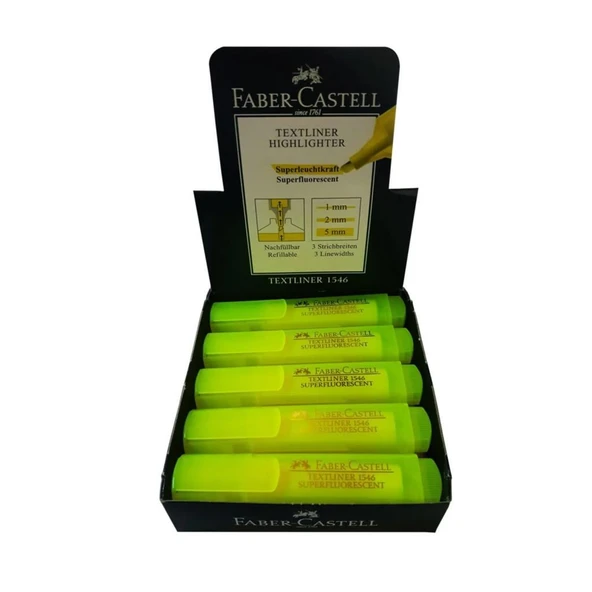 Faber Castell Fosforlu Kalem 1546 Şeffaf Gövde Sarı - 10 Adet