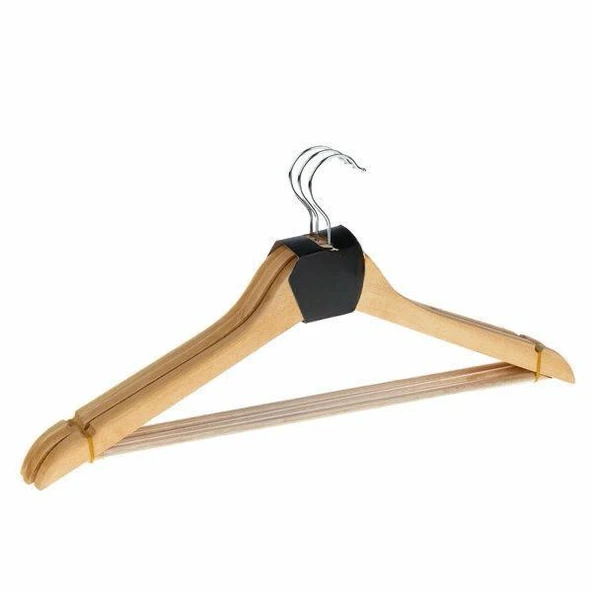 3 Adet Lüks Askı Doğal Ahşap Elbise Kıyafet Askısı