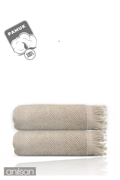 2'li Bej Jelena Banyo Havlusu-70x140 Cm, 490 Gr, %100pamuk, Spa Ve Otel Havlusu, Günlük Kullanıma Uy - 2