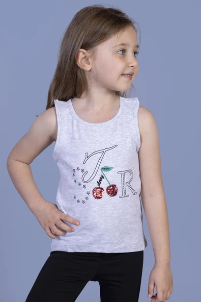 Kız Çocuk Kiraz Nakışlı Atlet - Resim 12