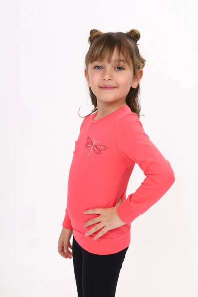 Toontoy Kız Çocuk Yusufcuk Nakışlı Tişört - Resim 3