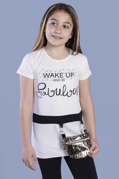 Toontoy Kız Çocuk T-Shirt Önü Çantalı - 4