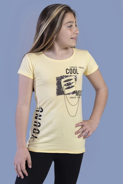 Toontoy Kız Çocuk T-Shirt Göğsü Lazer Kesim - 8