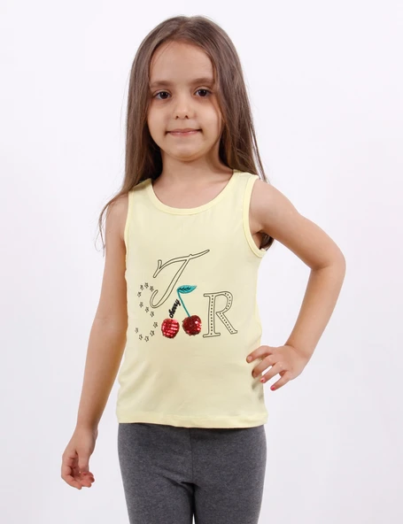 Kız Çocuk Kiraz Nakışlı Atlet - Resim 8