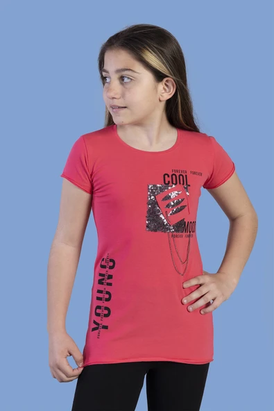 Toontoy Kız Çocuk T-Shirt Göğsü Lazer Kesim - 6