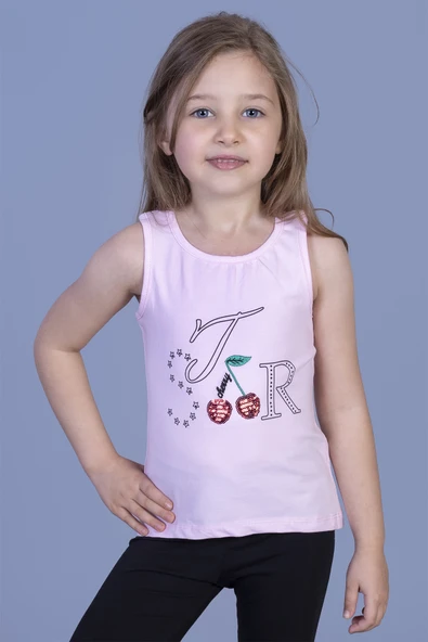 Kız Çocuk Kiraz Nakışlı Atlet - Resim 10