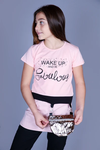 Toontoy Kız Çocuk T-Shirt Önü Çantalı - 7