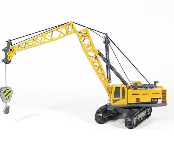 Oyuncak İş Makinaları Ekskavatör Paletli Vinç Kule Vinç 3 lü Metal Set - 9