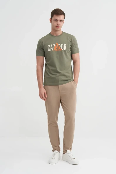 Cazador Slim Fit Bisiklet Yaka Pamuklu Baskılı Tişört ürün görseli 1