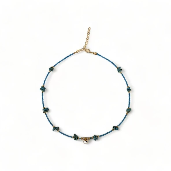 Fısıltı Kelebeği Mavi Doğaltaş Boncuk Kolye ürün görseli