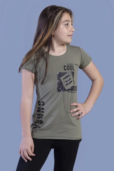Toontoy Kız Çocuk T-Shirt Göğsü Lazer Kesim - 3