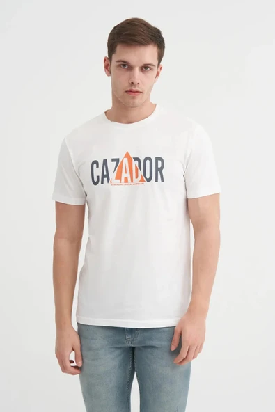 Cazador Slim Fit Bisiklet Yaka Pamuklu Baskılı Tişört ürün görseli 1
