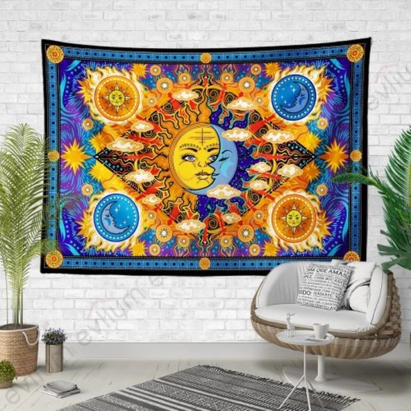 Rug Sun Moon Duvar Örtüsü 100x70